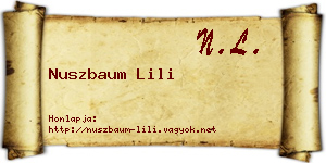Nuszbaum Lili névjegykártya